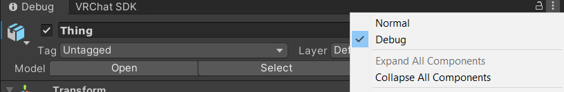 Where to enable the debug view