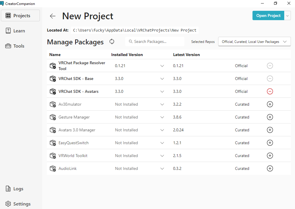 The Project Window